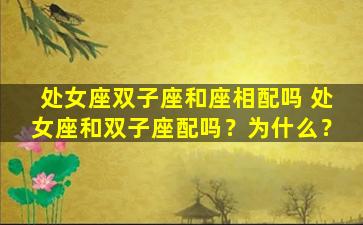 处女座双子座和座相配吗 处女座和双子座配吗？为什么？